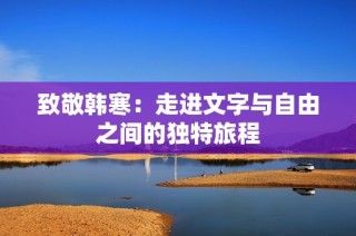 致敬韩寒：走进文字与自由之间的独特旅程