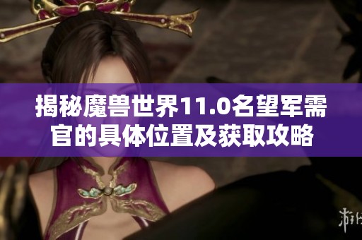 揭秘魔兽世界11.0名望军需官的具体位置及获取攻略