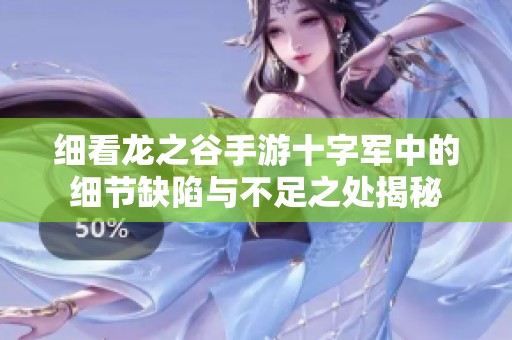 细看龙之谷手游十字军中的细节缺陷与不足之处揭秘