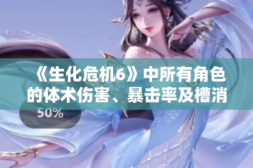 《生化危机6》中所有角色的体术伤害、暴击率及槽消耗全解析